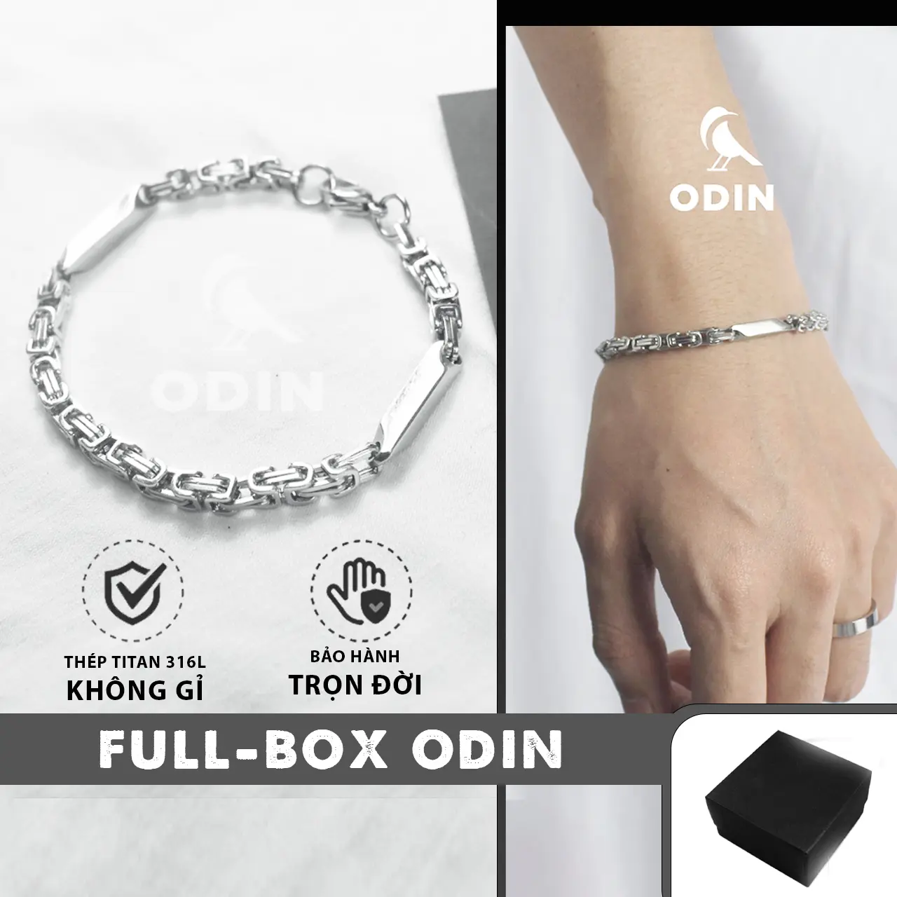 Vòng tay Chain Blade thép Titanium 316L không đen không rỉ - Bảo hành trọn đời