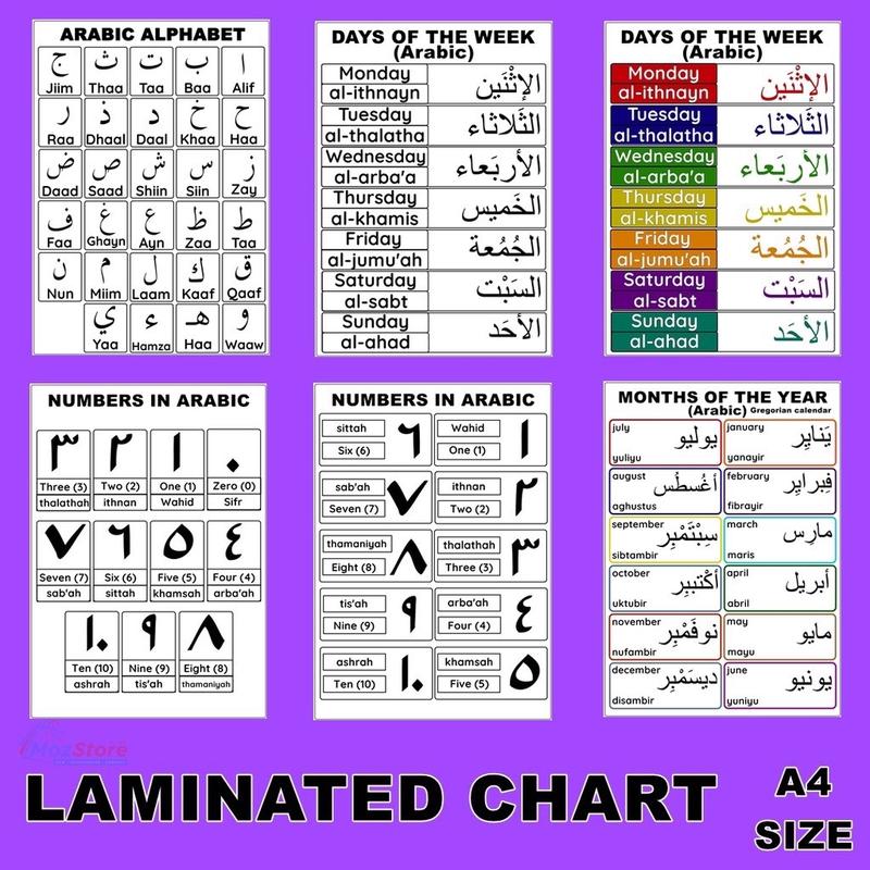 ARABIC LAMINATED EDUCATIONAL CHART A4 - TikTok Shop Philippines