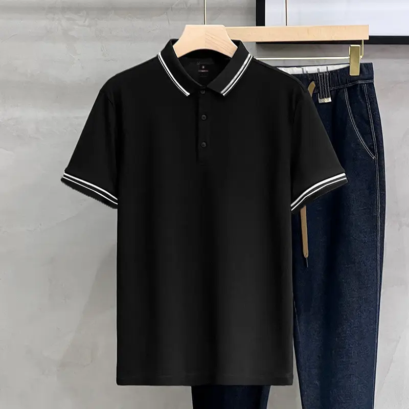 Áo Thun Polo Nam Có Cổ Cao Cấp, Áo Polo Nam Ngắn Tay Trơn Thương Hiệu Vicenzo Trắng Đen Nhiều Màu Chất Liệu Cao Cấp Menswear Shirt 4