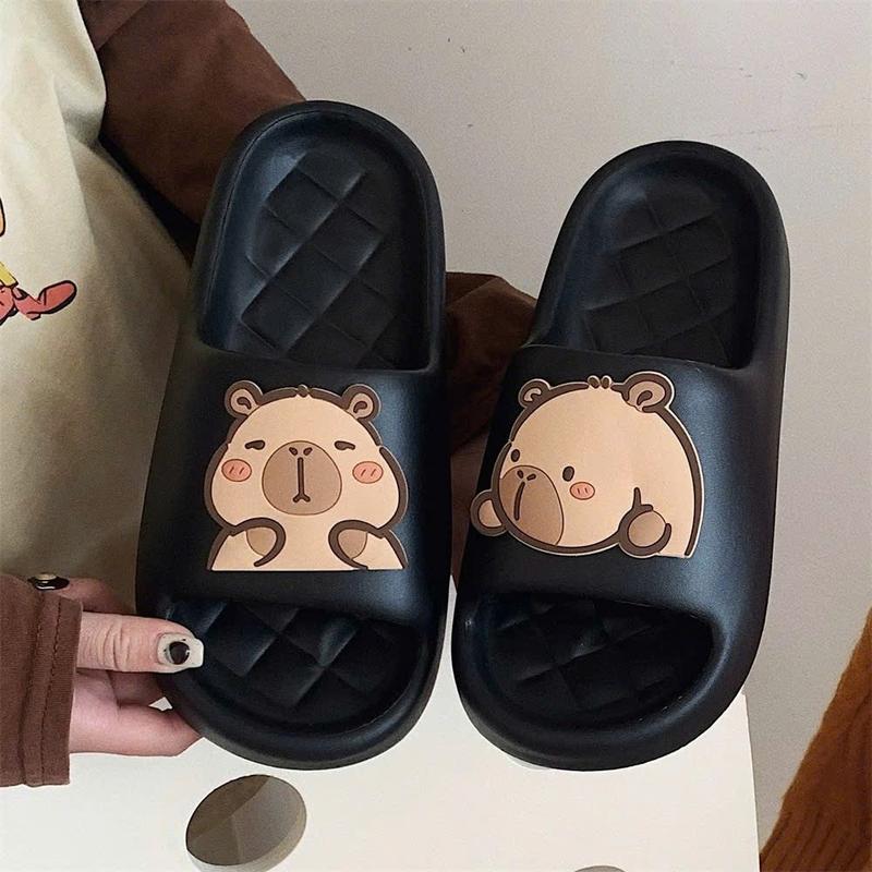 Dép bánh mì EVA đế cao 2cm gắn hình CapyBara, dép quai ngang siêu nhẹ gắn charm Kapi 3