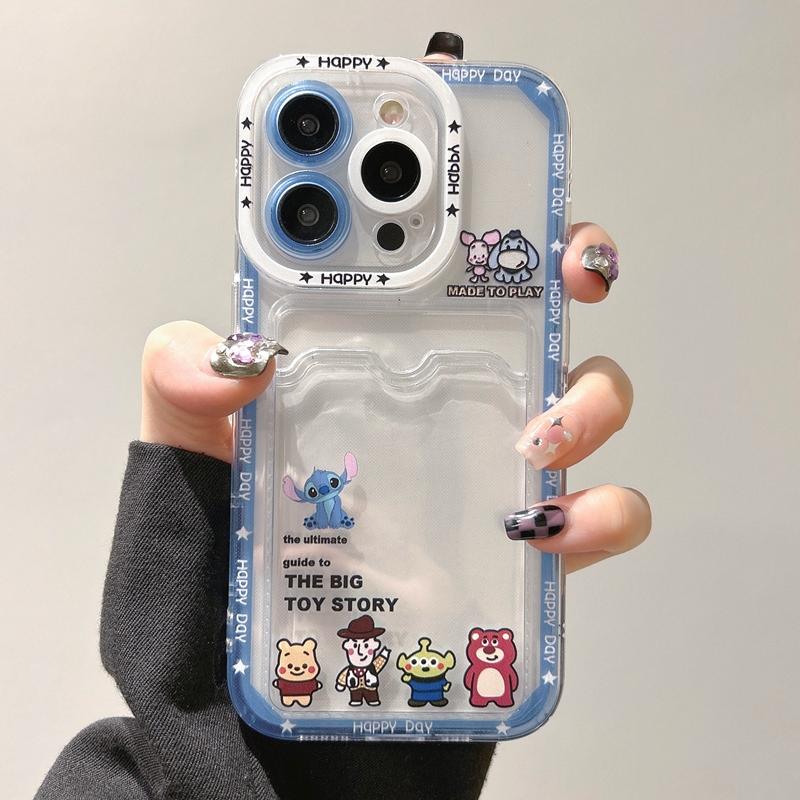 Product Introduction of Cartoon Lovely Stitch Winnie Toy Story Mobile Phone Case with Card Bag For iPhone 15 Pro Max 14 Pro Max 14 15 Plus 13 Pro Max Soft Phone Back Cover for iPhone 12 Pro Max 11 Pro Max XR XS Max 7 8 Plus Back Shell​​​​​​​ 16