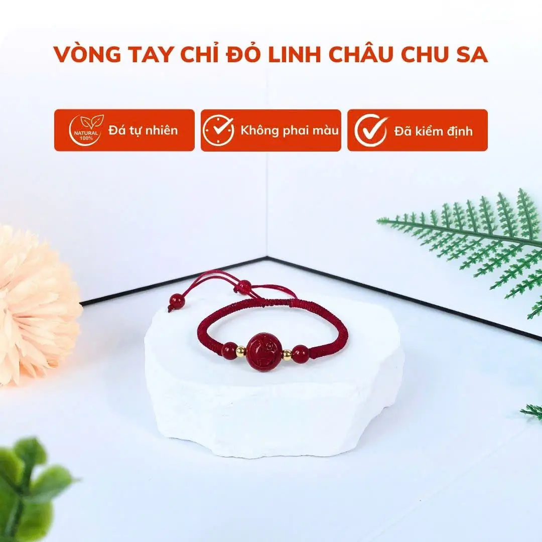 Vòng tay chỉ đỏ linh châu Chu sa 12 giáp - Vòng tay may mắn - Bình an