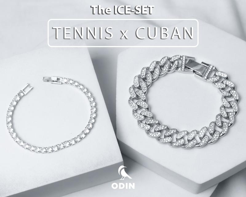   Combo  Vòng tay đính đá ODIN - Cuban & Tennis - thép Titan không gỉ bền bỉ đính đá cz lấp lánh 