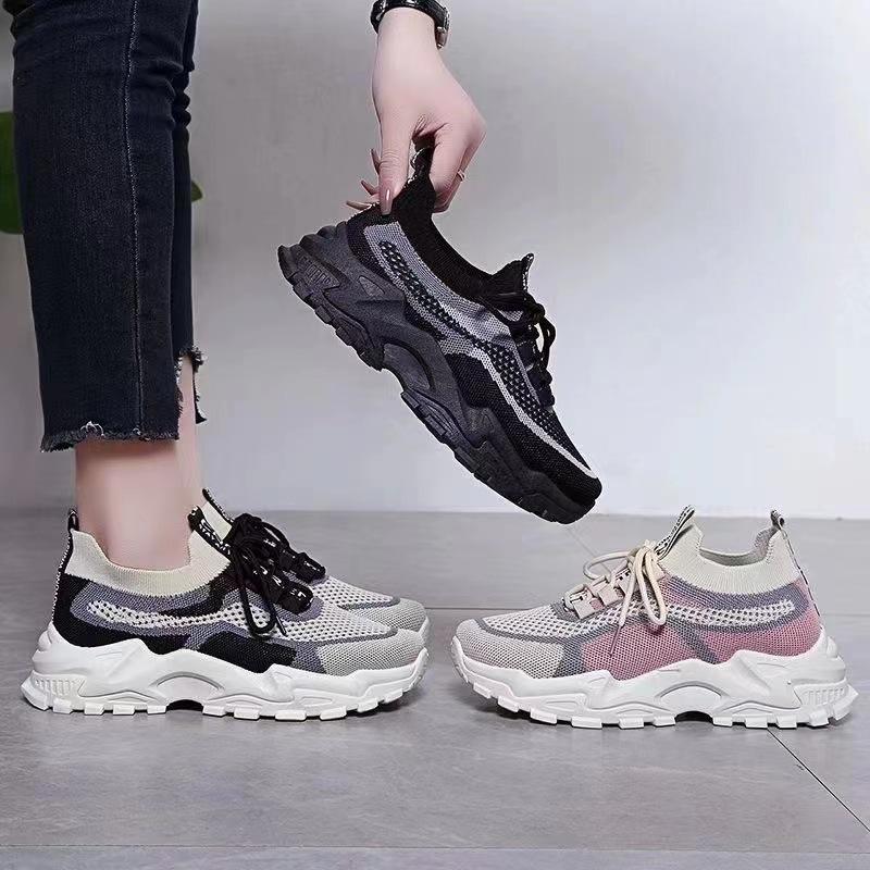 Giày Mới Mùa Hè Cho Nữ, Dad Shoes Nữ, Giày Thể Thao Nữ Hợp Xu hướng Chất Liệu Flyknit, Thoáng Khí, Thích Hợp Cho Thể Thao, Bán Chạy Trên TikTok 2