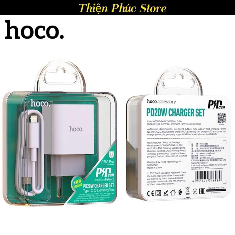 Bộ Sạc Nhanh 20W Hoco Cho iPhone 8/X/Xs/Xsmax/11/12/13/14 Series, Bộ Sạc Kèm Cáp Sạc Nhanh Chân Type-C To Lightning, Sạc Nhanh Ổn Định, Bền Bỉ, Mẫu Mới, Bảo Hành 12 Tháng Hoco, Có Lỗi Là Đổi Mới