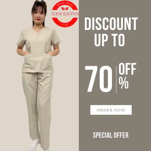 Bộ scrubs bác sĩ cổ tim - bộ blue đồng phục kỹ thuật viên, điều dưỡng, hộ lý, spa Chất Vải Lon Có Co Giãn 7