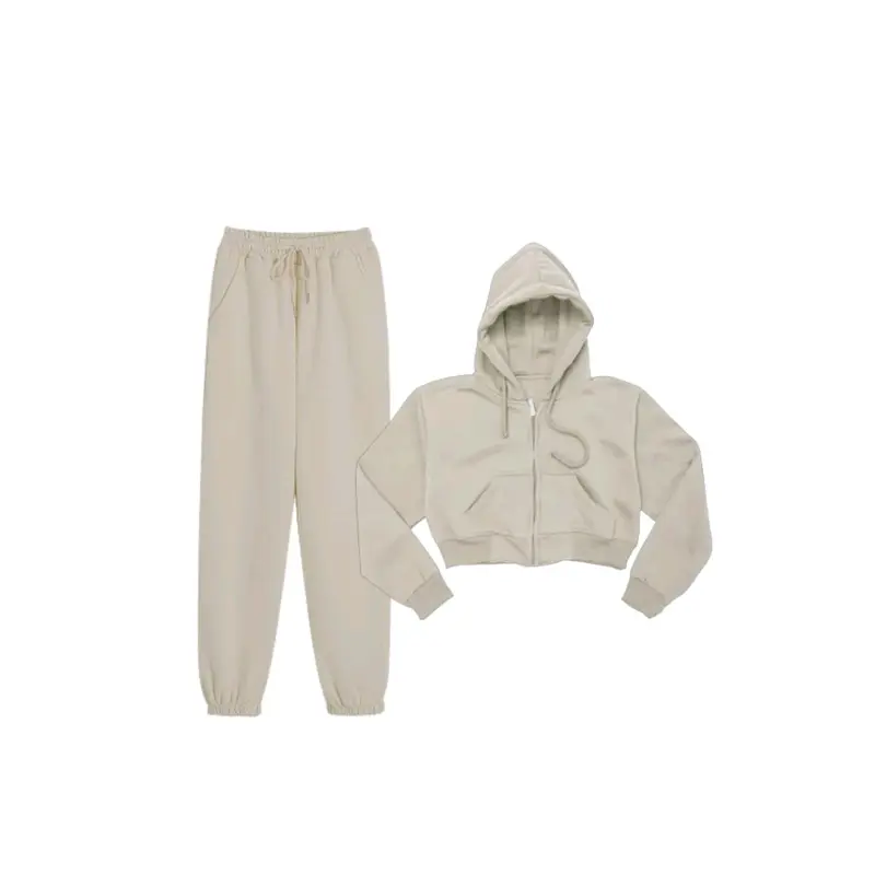 ONE SET HOODIE ZIPPER  CROP+CELANA JOGER SWEATPANTS POLOS Wanita 8