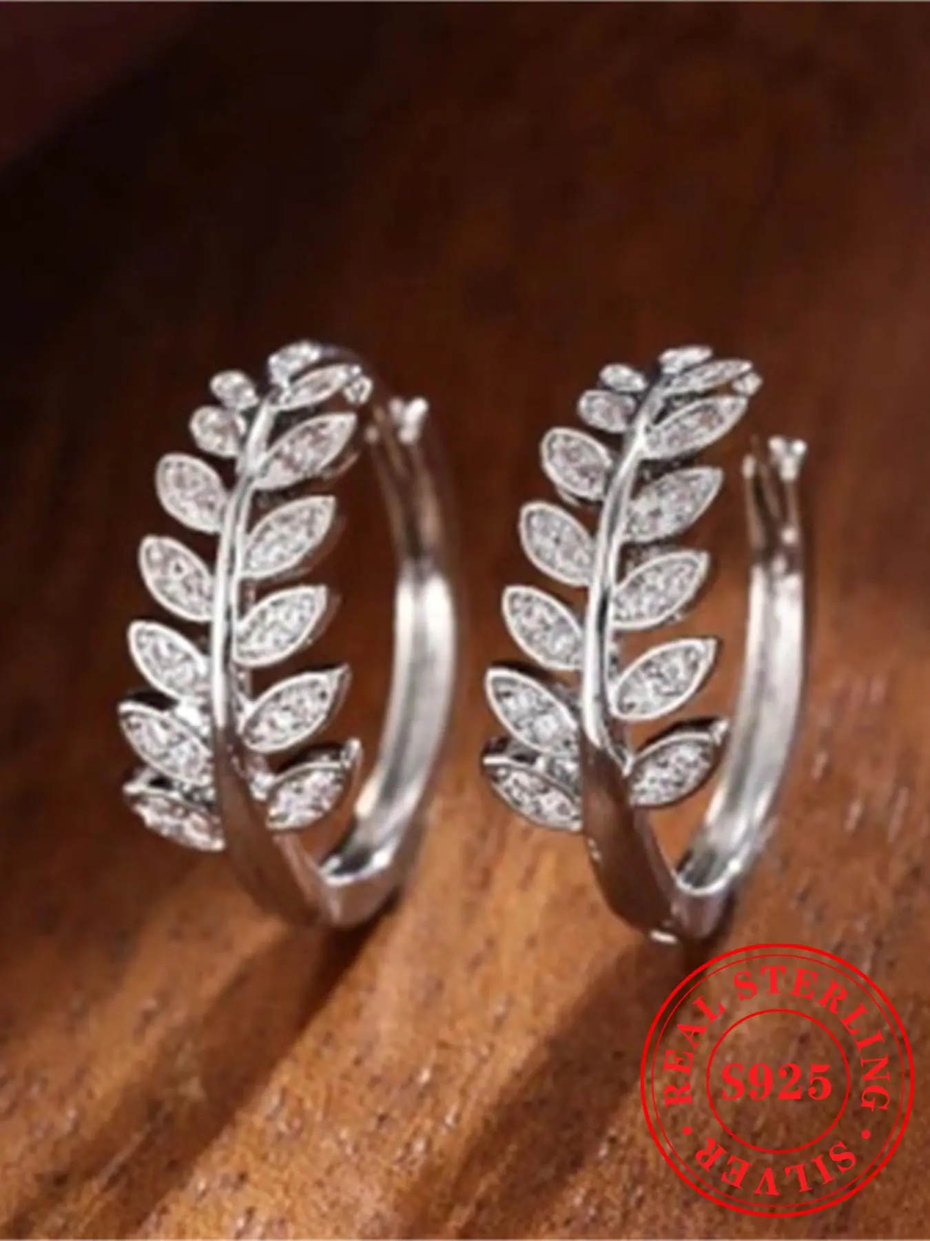 925 Sterling Silver Olive Leaf Design Hoop Earrings, Fashionable Earrings for Women, Trendy All-match & Exquisite Jewelry for Birthday Gift