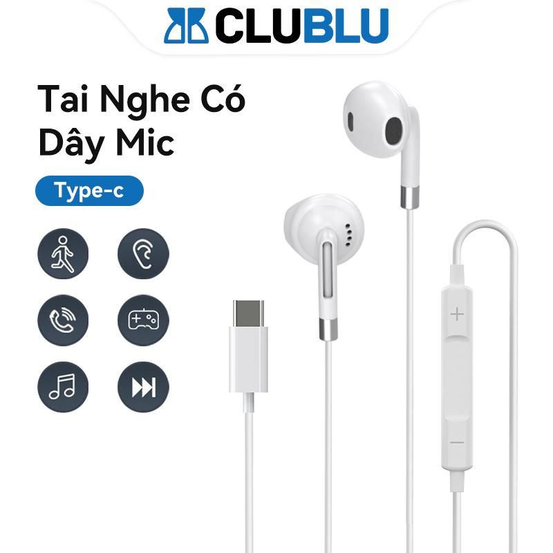 -CLUBLU- Tai Nghe Có Dây Mic Trắng TYPE-C Half-in-ear Nhét Tai Hai Tai Stereo Chất Lượng Cao Phụ Kiện Điện Thoại Gaming Nghe Nhạc Earphone