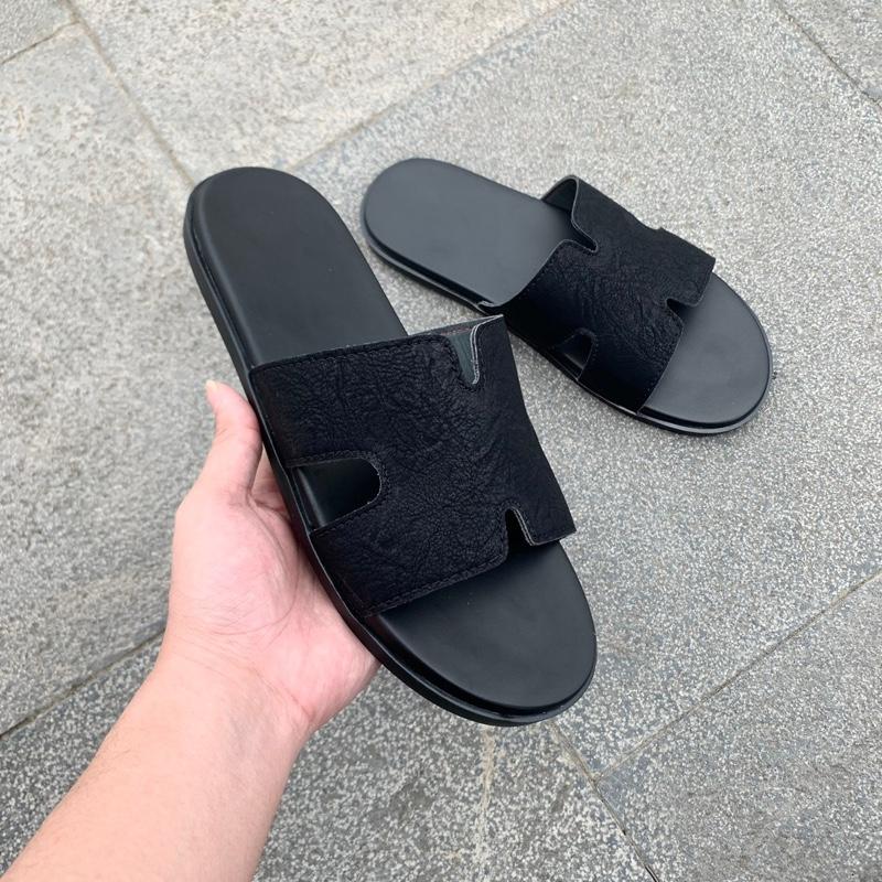 Dép nam quai ngang chữ H Quai da sít đế bằng cao su hàng tại xưởng DéP Sandal