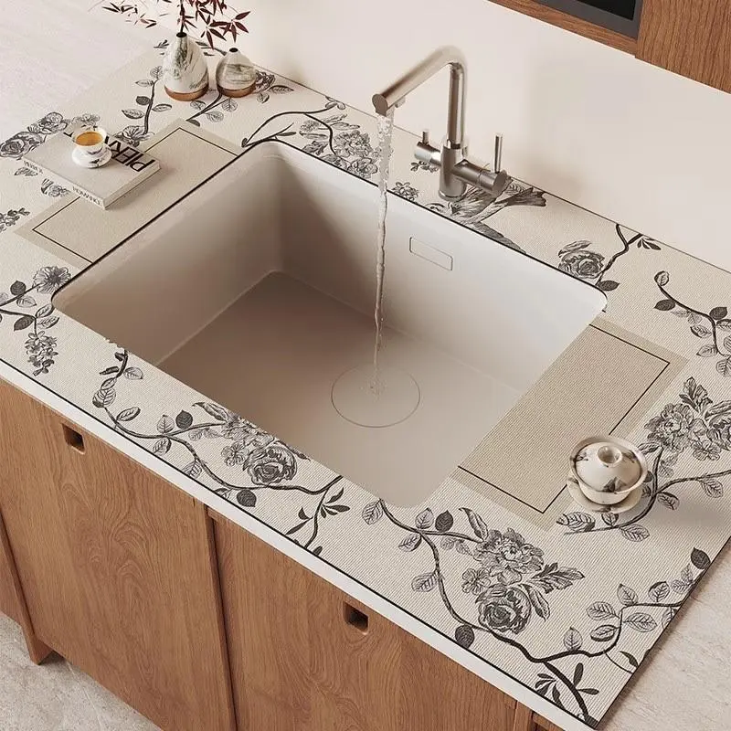 Kitchen Sink Absorbent Mat, Sink Countertop Draining Silicone Diatomaceous Earth Quick-Dry Water Control Mat, Water-Resistant Mat