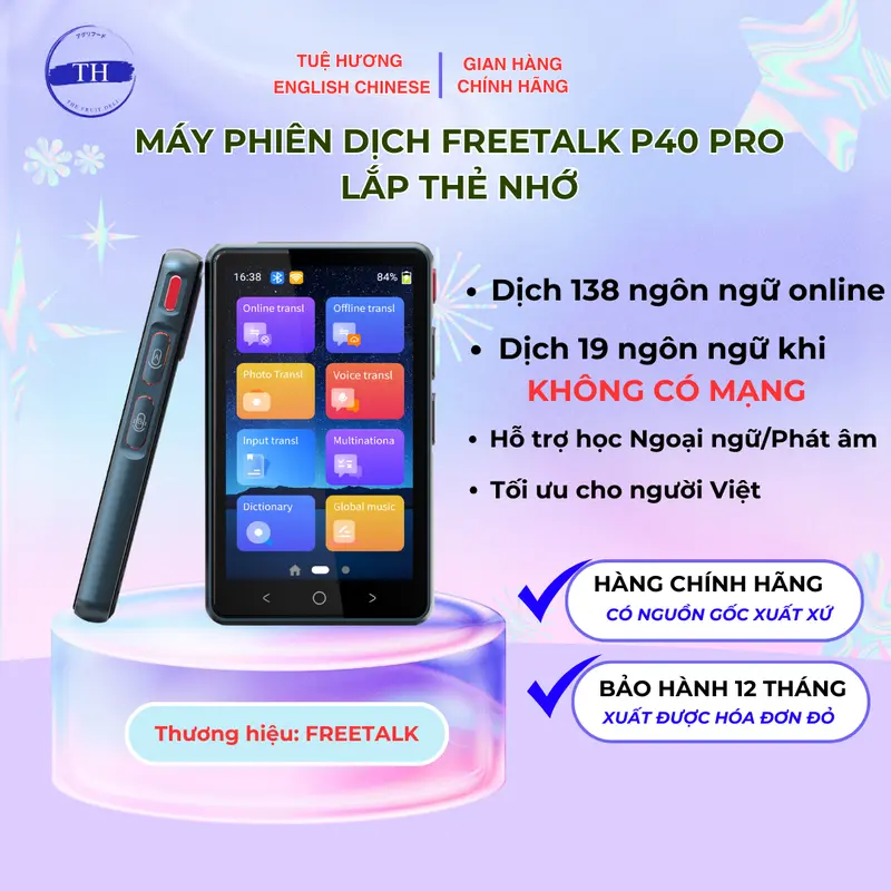 Máy Phiên Dịch 138 Ngôn ngữ FREETALK P40 PRO không cần mạng SẴN HÀNG Bảo hành 12 tháng - Dành Cho Người Thường Xuyên Làm Việc Với Nước Ngoài - Học Ngoại ngữ - Đi Du lịch - Có nguồn gốc xuất xứ hàng hoá 0
