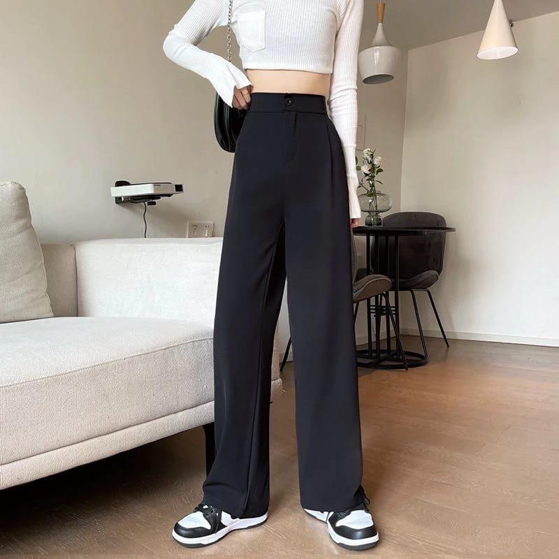 Celana Kulot Shakilla Loose Pants 332 PREMIUM Trousers Wanita Anti Kusut -Highwaist Wanita Bahan Jatuh Celana Kantor Formal / Casual Panjang Basic Shakila Crinkle Hitam 7