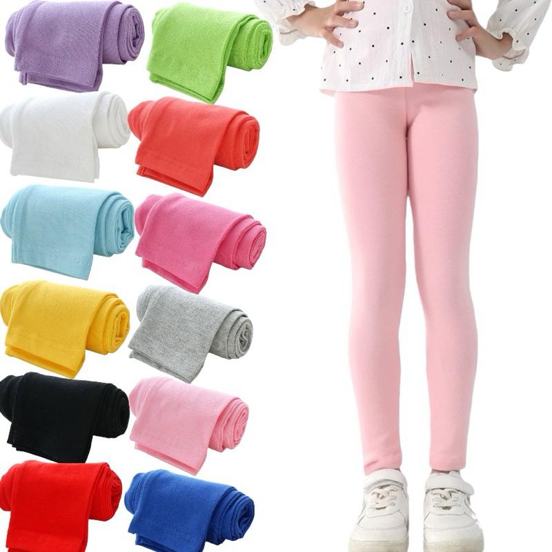 Quần legging trơn dài 25kg-41kg chất vải cotton xuất dư co giãn 4 chiều thấm hút mồ hôi 0