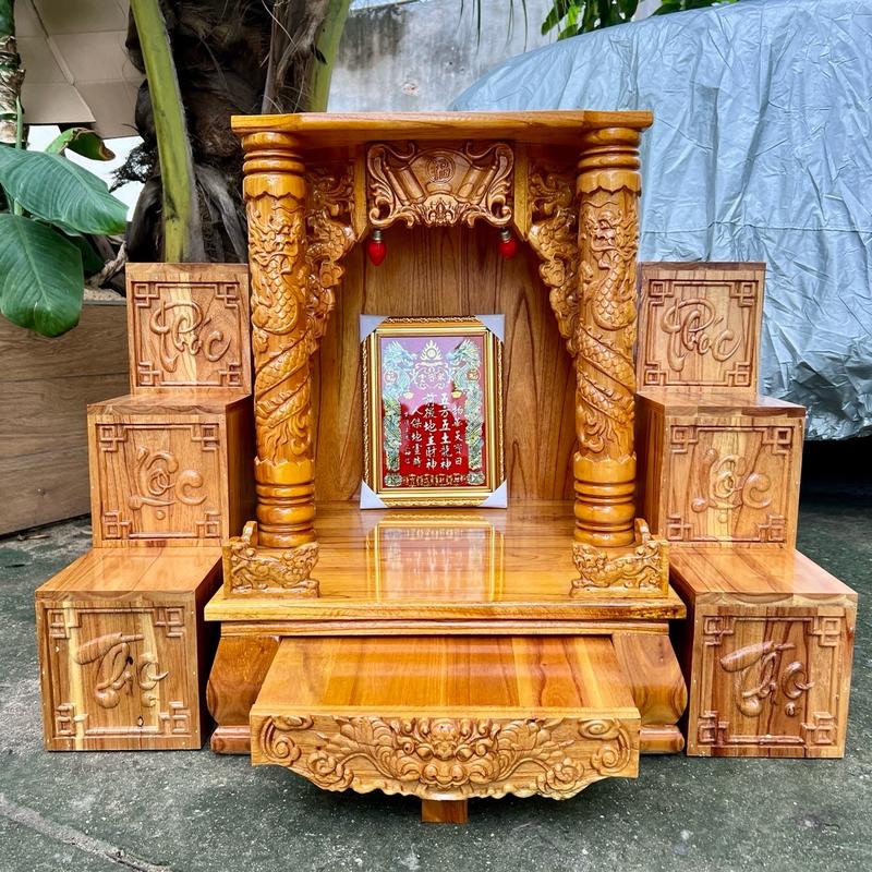 [COMBO_SIÊU RẺ 42 48cm] Combo bàn thờ thần tài ông thổ địa gỗ xoan đào 42cm 48cm có bục tam cấp loại đẹp giá cạnh màu vàng Tranh gốc tận xưởng Decor Decor Phòng Trang Trí Nhà