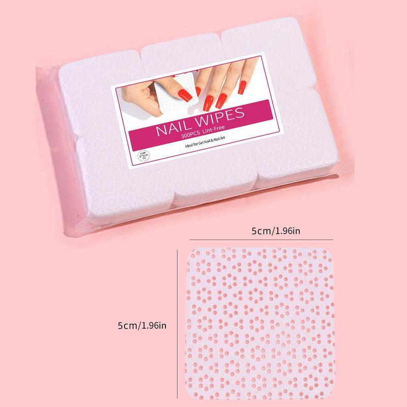 Nail Polish Remover Pad, 300pcs Nail Polish Glue Cleaning Pads, Absorbent Lint Free Nail Glue Wipes, Disposable Nail Glue Removal Wiping Sheets 6