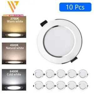 PAKET HEMAT LAMPU DOWNLIGHT 10 PCS 3 WARNA 5W PUTIH NATURAL KUNING INBOW 220V Silver Gold