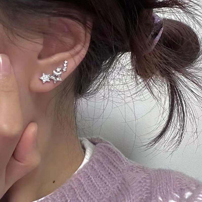 Hoa Tai Zircon Ngôi Sao Họa Tiết Dễ Phối Đồ Thanh Lịch Và Tối Giản, Dành Cho Phụ Nữ, Thiết Kế Độc Đáo Cảm Giác Cao Cấp, Xu Hướng Mới, 2025 3