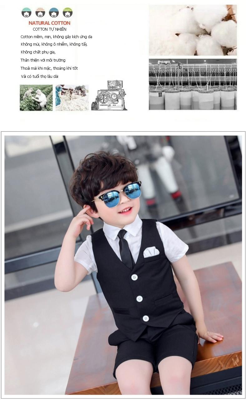 Product Introduction of Vest Bé Trai Mùa Hè, Vest Trẻ Em, Gi Lê Ba Mảnh, Phù Hợp Sinh Nhật, Đi Tiệc - Màu Đen 3