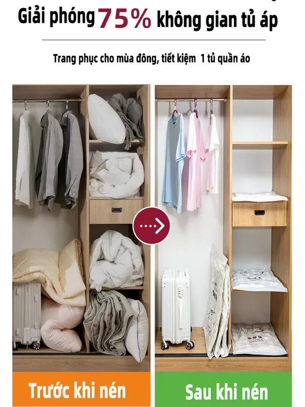 Túi hút chân không quần áo chăn ga công nghệ Nhật Bản - Đa năng, tiện dụng Hello shop phòng vệ sinh thân thiện với môi trường 2