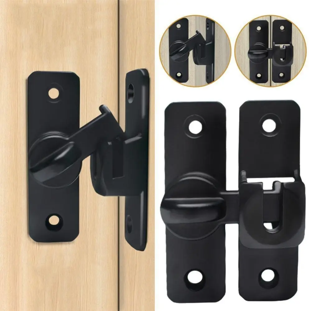 Khóa Cửa Chống Trộm, Hợp Kim Nhôm Sáng Tạo, Không Thủng, Chống Trộm, Bền, Khóa Chốt Lật, Gắn 90 Độ, Khóa Cửa Trượt, Khóa Cửa