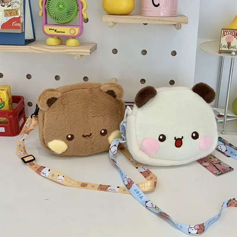 Túi Đeo Chéo Hình Gấu Anime, Phong Cách Kawaii Ví Đựng Đồ Mềm Hoạt Hình, Ví Nhồi Bông Và Bồng Bềnh Dành Cho Phụ Nữ Và Trẻ Em Gái Bag Tote Nhung Chữ Nhật 0