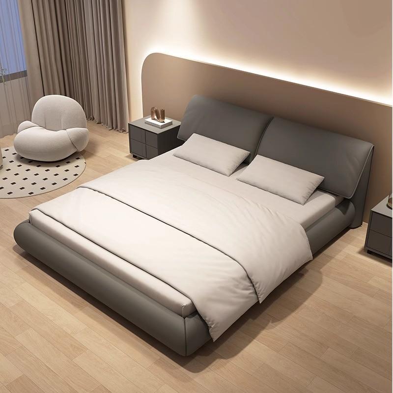 Bed Elephant Ears Leather Bed Modern Simple Double Soft Bag Bed in Master Bedroom Italian Light Luxury Storage Leather Bed 3