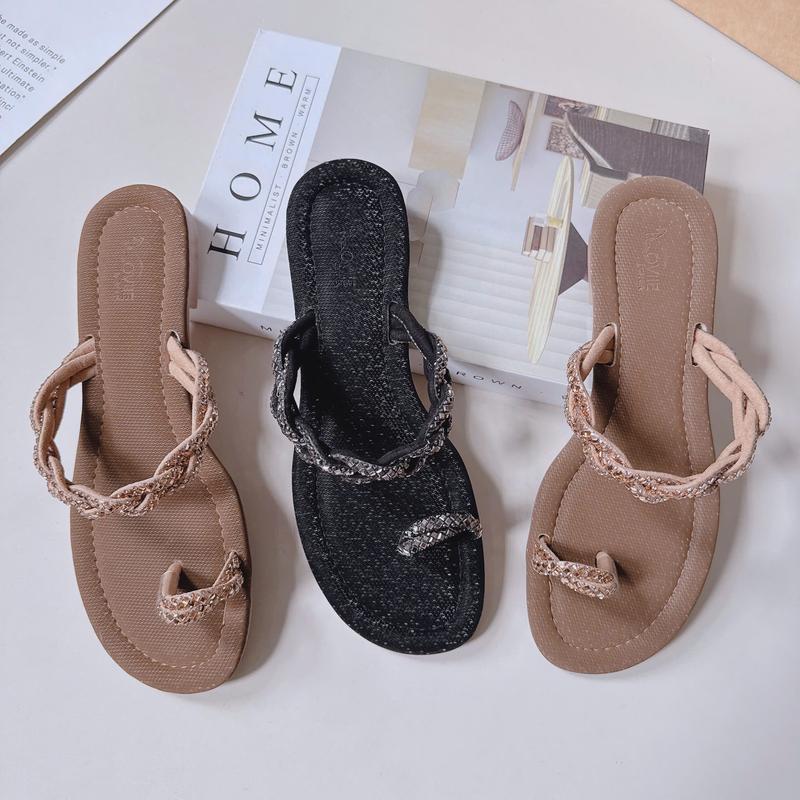 LOVIIECORNER - DÉP NỮ XỎ NGÓN ĐÍNH ĐÁ - DÉP BỆT NỮ THỜI TRANG QUAI ĐÍNH ĐÁ PHONG CÁCH XỎ NGÓN - D241160 5