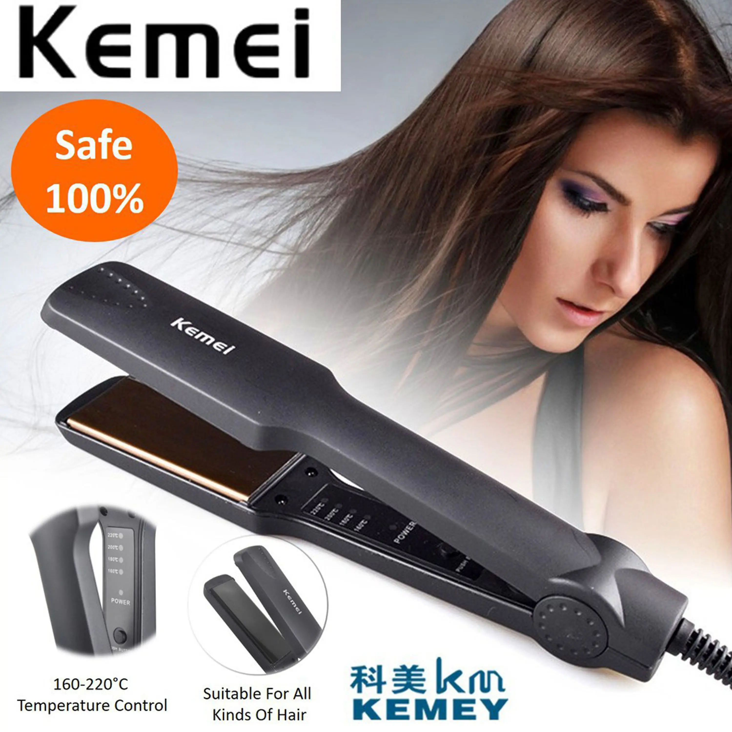 Kemei KM-329 Professional Hair Straightener Electric Wet / Dry Straightening Ceramic Flat Iron Hair Styling Tool