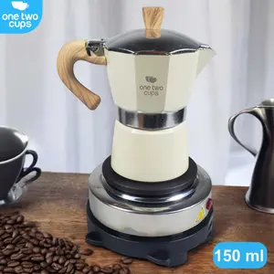 Moka Pot Elektrik 3 Cup 150ml, Alat Seduh Kopi Espresso Rumahan, Pemanas 500W & Praktis
