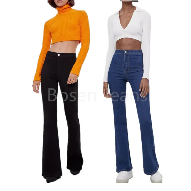 High waist Sexy Flare Pants Retro Jeans Stretchable Bootcut For Women *9215/9216 Denim Basic