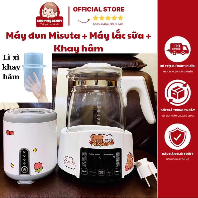 BẢN TIẾNG VIỆT Combo máy đun nước misuta và máy lắc sữa bột giúp sữa tan hoàn toàn có kèm Khay Hâm