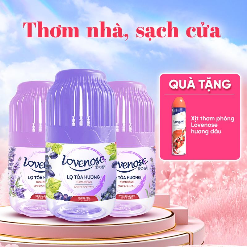 Combo 3 Lọ Tỏa Hương Lovenose Công Thức Mới Thơm 360 Độ Kèm 01 Xịt Thơm Phòng Mùi Bất Kỳ; Dầu Thơm Phòng Dầu Thơm Nước Thơm Tinh Dầu Aikomi 