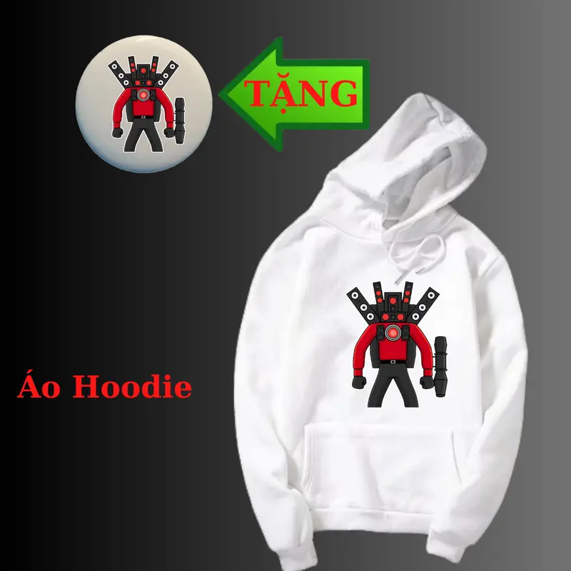 Áo Khoác Hoodie trẻ em in hình Skibidi Toilet Titan Upgraded Cameraman, Titan Speakerman, Chất nỉ mềm mịn-Kèm huy hiệu 0