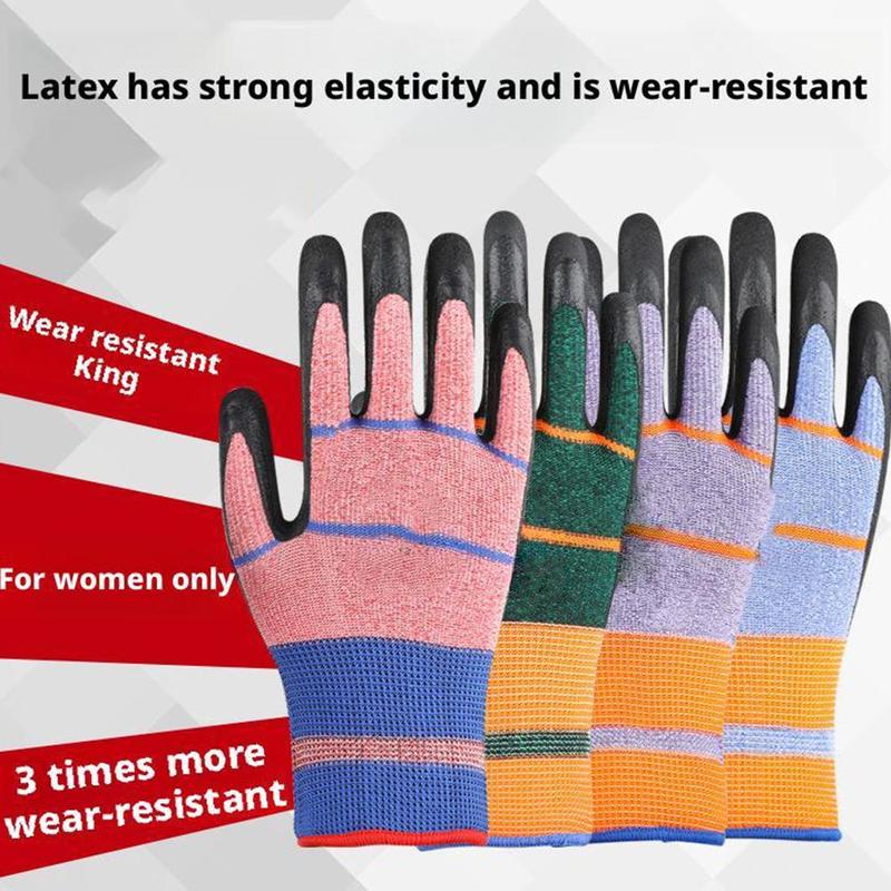 Latex Labor Protection Gloves Half-hang Dipped Elastic Gloves Women's Thick Wear-resistant Labor Protection Gloves 1