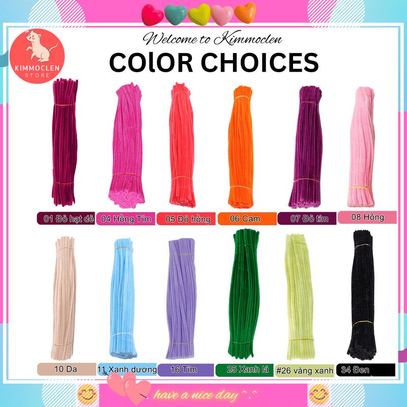  Set 100 Dây kẽm nhung loại 1 Dày mượt Màu pastel Làm đồ trang trí Handmade thủ công Diy hoa quýt 