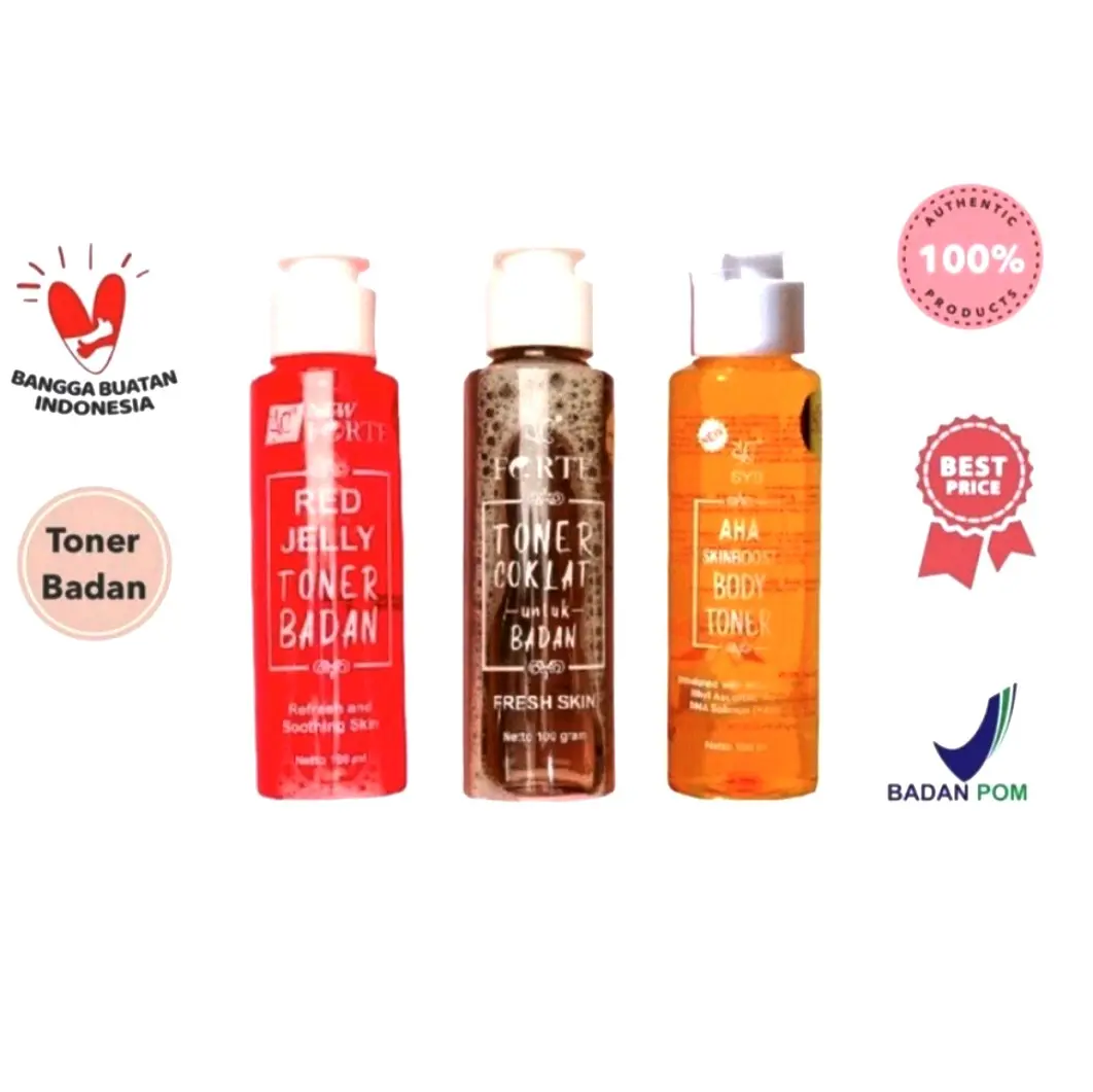 SYB Toner Badan Red Jelly | Coklat 100ml | AHA Skinboost DNA Salmon Semua Jenis Kulit Penyegar Kulit Kering Acid Glycolic Vitamin Kotoran Tubuh Wajah