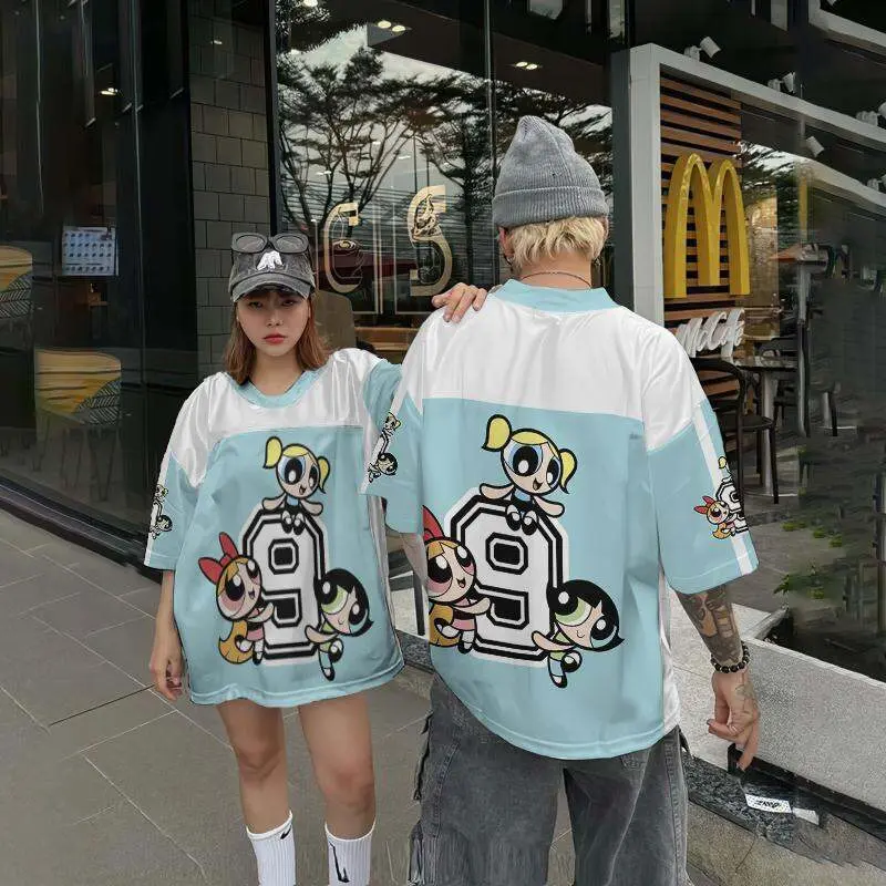 Powerpuff Girls Oversized T-Shirt Unisex Couple Jersey Shirt 2024 Football Jersey Tops Fashion American Baseball Jersey Jersey Tees