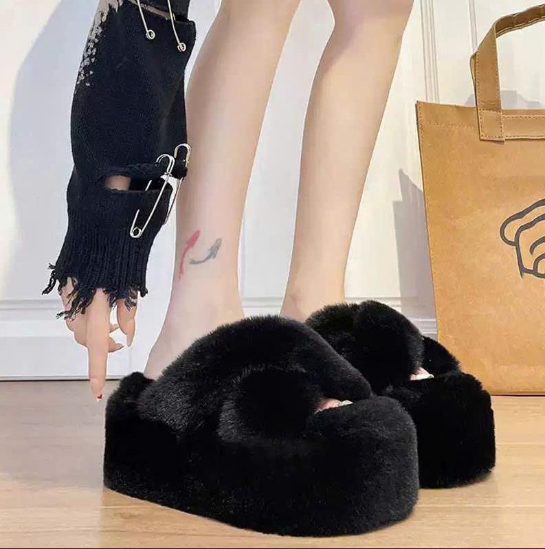 Dép lông đế cao 7cm,4cm quai chéo sang chảnh Tôn dáng,Loại 1 đẹp lông mềm DÉP LÔNG HOT TREND 2024 B55 Nữ DéP Shoes GiàY