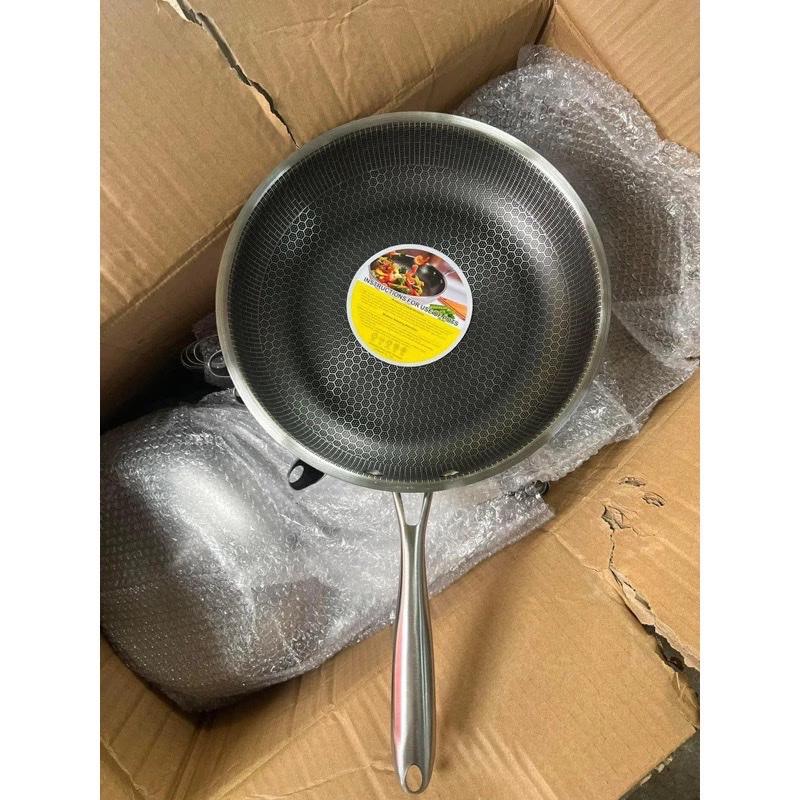 [ Mẫu Mới ] Chảo Chống Dính Inox sz 28cm Vân Tổ Ong Cao Cấp, Dùng Chiên , Xào, Rang Cho Gia Đình và Nhà Hàng Siêu Tiện Lợi 5