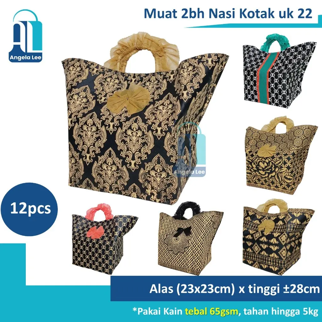 12pcs Tas Kain Spunbond Pita Eksklusif u 2dus 22x22 Hajatan Syukuran Parcel Goodie Bag