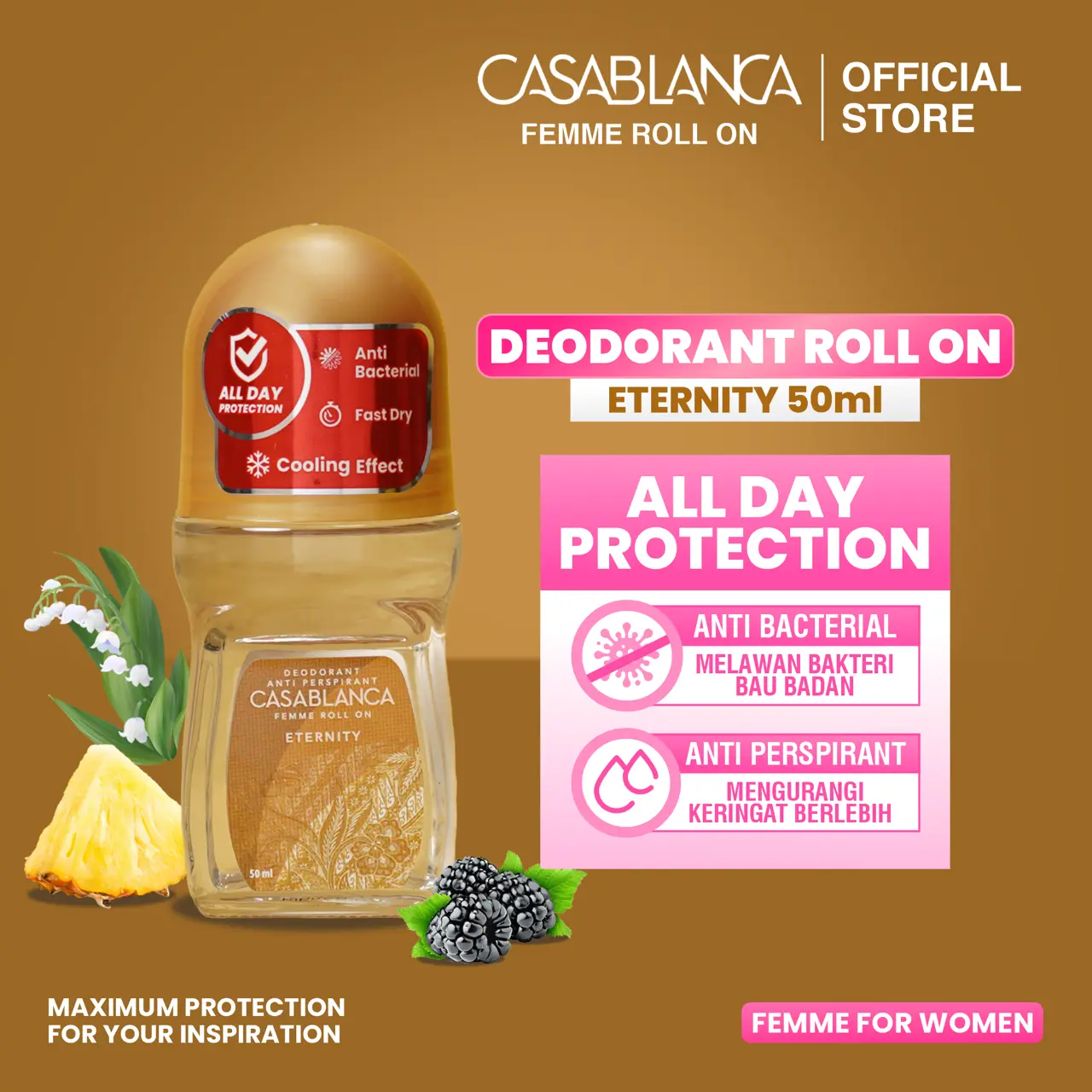 Casablanca Deodorant Roll On Gold For Women (50ml)