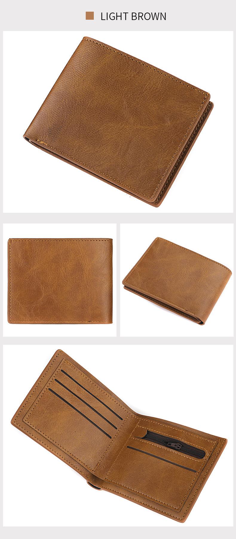 Product Introduction of Horizontal Wallet Wholesale Men's Short Wallet Men's Student Leather Wallet Retro Wallet No Logo Factory In Stock 27
