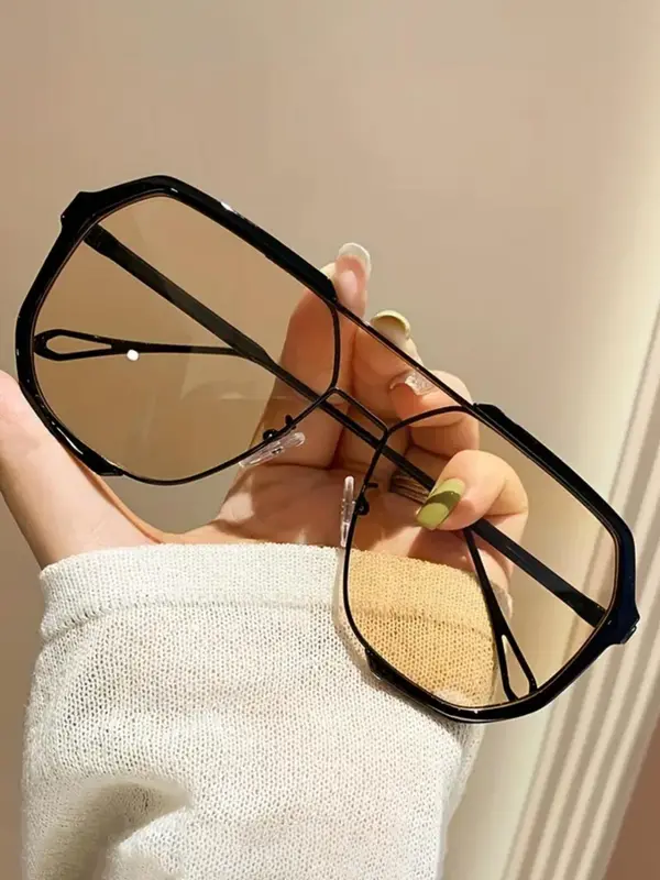 Sunglass Trends 2024 Flat Top Frame Sunglasses for Women, Stylish Aviator Designer Sunglasses for Men, Chic Travel Essentials, Driving Back To School, for Fall, 80s Fashion 3