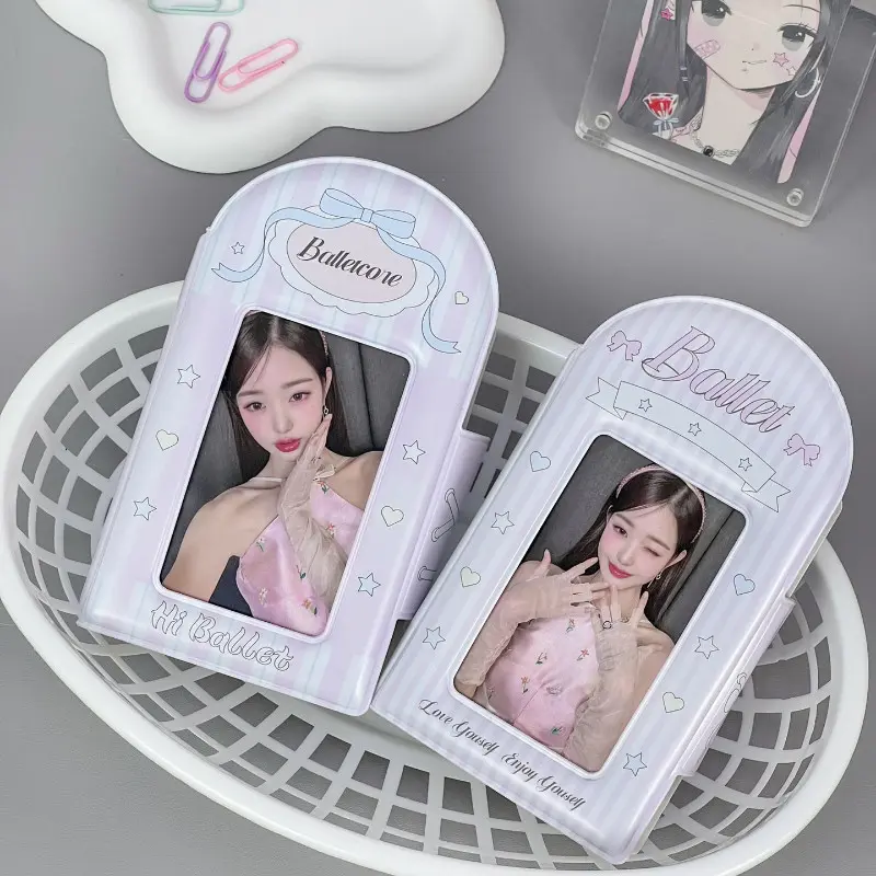 Album Ảnh Phong Cách Múa Ba Lê, 3 Inch, Bìa Màu Hồng, Giá Đỡ Ảnh Thẻ, Album Mini, Để Sưu Tập Thẻ, Lưu Trữ Bảo Vệ Thẻ Thần Tượng Kpop Decor 2