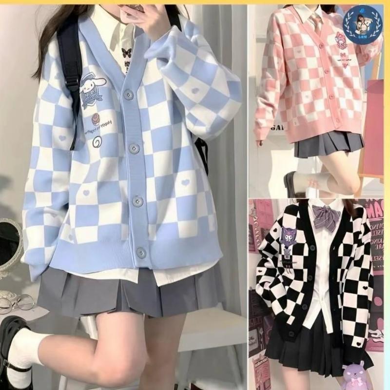 Áo Khoác Cadigan Mỏng Nhẹ Kẻ Ô Hàn Quốc Free Size