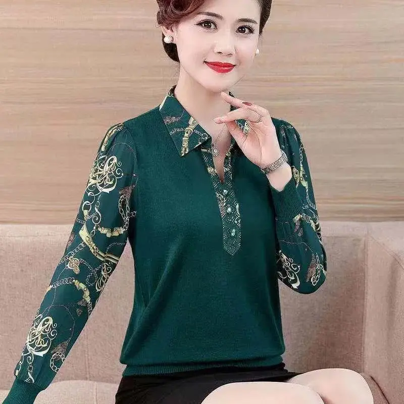 Áo Cho Mẹ Trung Niên, Hàng Mới Về 2023, Thích Hợp Cho Mùa Xuân, Mùa Thu Và Mùa Hè, Áo Lớp Đế, Dài Tay, Dáng Rộng, Cỡ Lớn, Có Thể Mặc Ngoài, Có Thể Mặc Làm Áo Phông, Dành Cho Nữ 2
