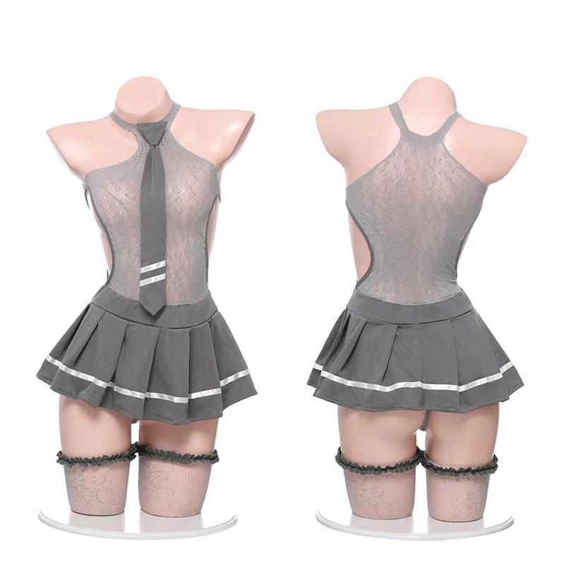 C57 đồ bộ hóa trang học sinh nữ sinh thun lưới chubby bigsize siêu co dãn mềm mại kèm tất đùi 1