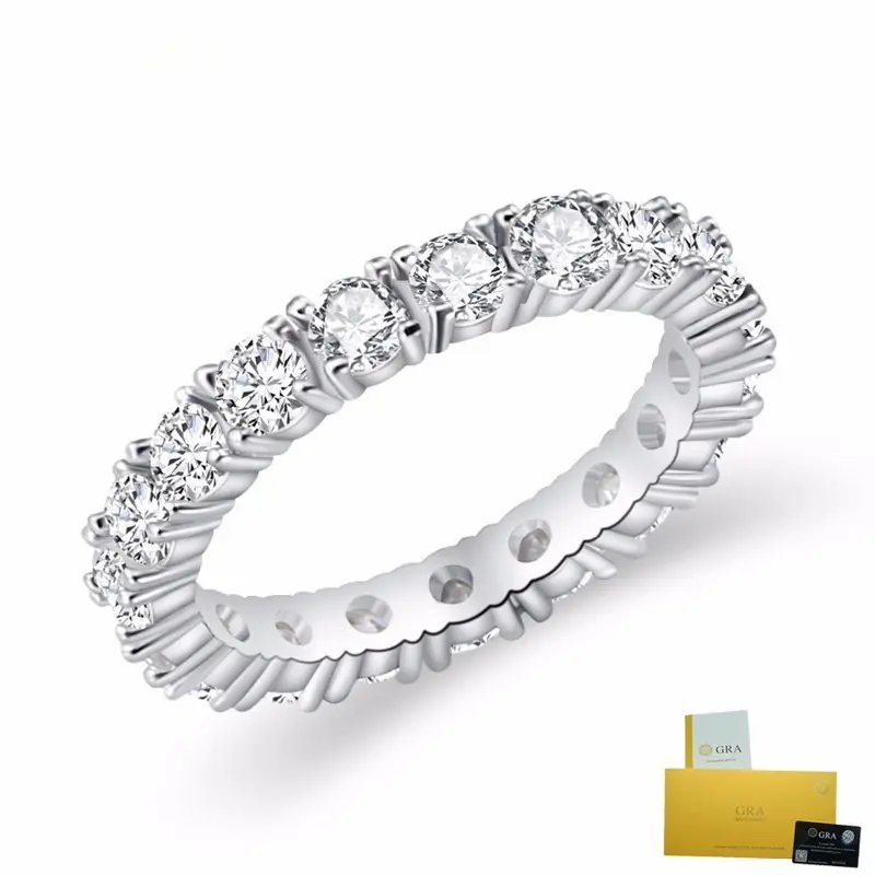 [with Gra Certificate] Fashion Single Row Full Ring Simple Elegant Tennis Ring