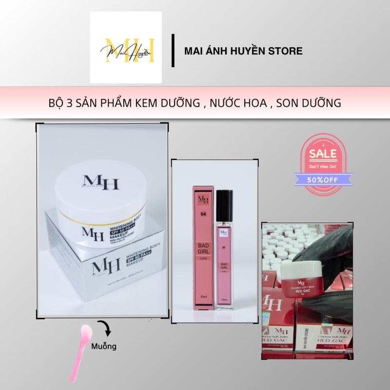 BỘ 3 SẢN PHẨM gồm [Kem body hỗ trợ dưỡng sáng hồng da, Nước hoa nữ Bad Girl, Son Dưỡng Môi Red Gac]